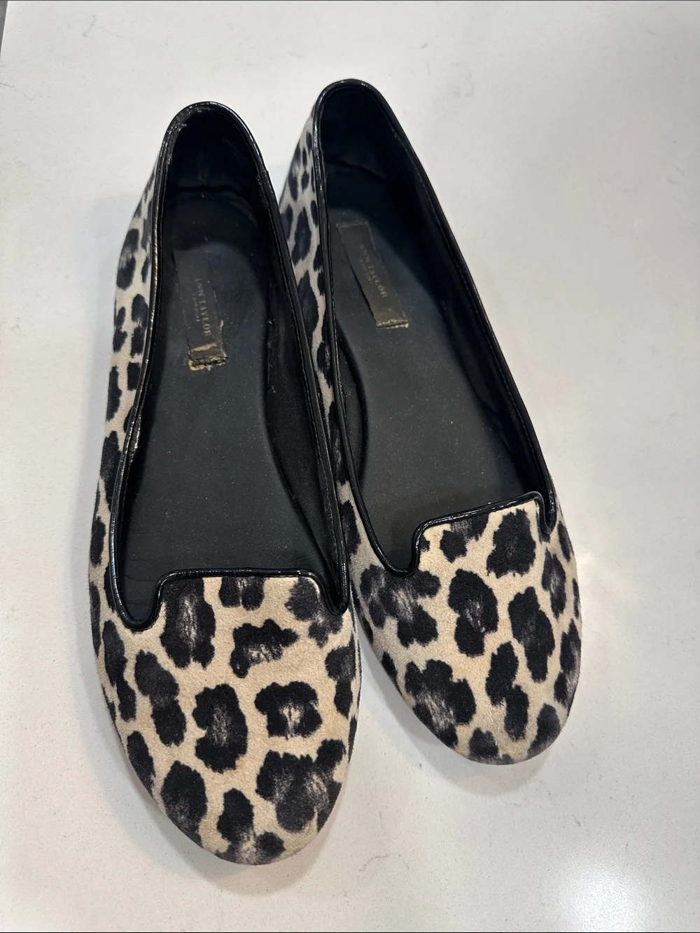 Black and Cream Leopard Print Pointed Flats